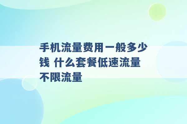 手机流量费用一般多少钱 什么套餐低速流量不限流量 -第1张图片-电信联通移动号卡网