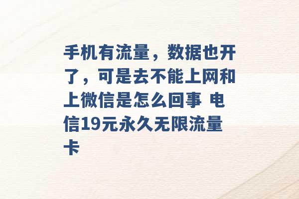 手机有流量，数据也开了，可是去不能上网和上微信是怎么回事 电信19元永久无限流量卡 -第1张图片-电信联通移动号卡网