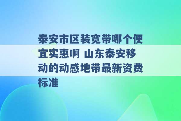 泰安市区装宽带哪个便宜实惠啊 山东泰安移动的动感地带最新资费标准 -第1张图片-电信联通移动号卡网