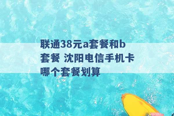 联通38元a套餐和b套餐 沈阳电信手机卡哪个套餐划算 -第1张图片-电信联通移动号卡网