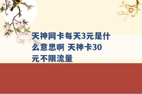 天神网卡每天3元是什么意思啊 天神卡30元不限流量 -第1张图片-电信联通移动号卡网