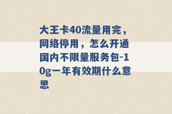 大王卡40流量用完，网络停用，怎么开通 国内不限量服务包-10g一年有效期什么意思 -第1张图片-电信联通移动号卡网