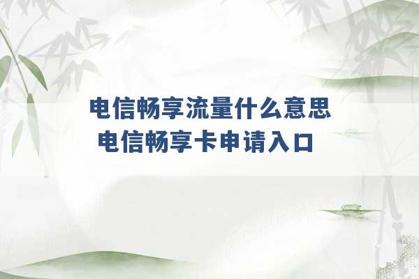 电信畅享流量什么意思 电信畅享卡申请入口 -第1张图片-电信联通移动号卡网