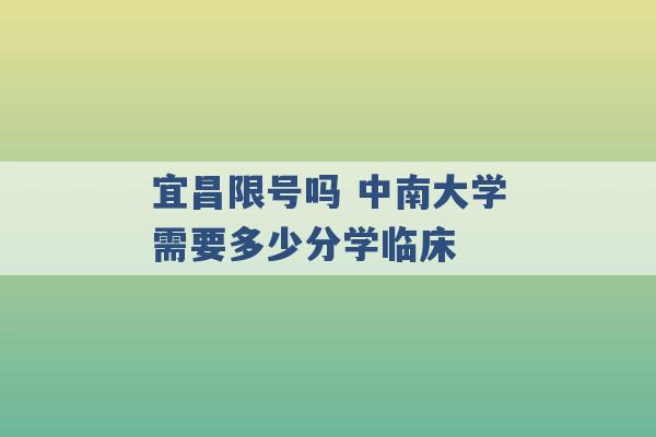 宜昌限号吗 中南大学需要多少分学临床 -第1张图片-电信联通移动号卡网