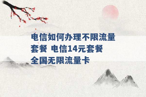 电信如何办理不限流量套餐 电信14元套餐全国无限流量卡 -第1张图片-电信联通移动号卡网