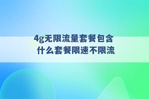 4g无限流量套餐包含 什么套餐限速不限流 -第1张图片-电信联通移动号卡网