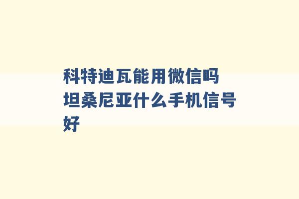 科特迪瓦能用微信吗 坦桑尼亚什么手机信号好 -第1张图片-电信联通移动号卡网