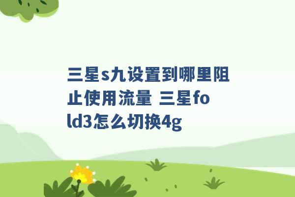 三星s九设置到哪里阻止使用流量 三星fold3怎么切换4g -第1张图片-电信联通移动号卡网