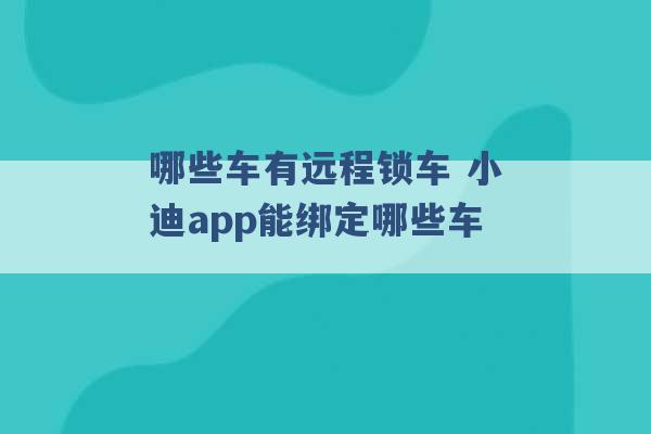 哪些车有远程锁车 小迪app能绑定哪些车 -第1张图片-电信联通移动号卡网