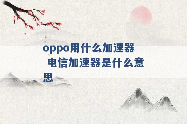 oppo用什么加速器 电信加速器是什么意思 -第1张图片-电信联通移动号卡网