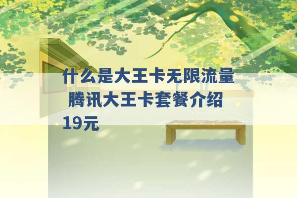 什么是大王卡无限流量 腾讯大王卡套餐介绍19元 -第1张图片-电信联通移动号卡网