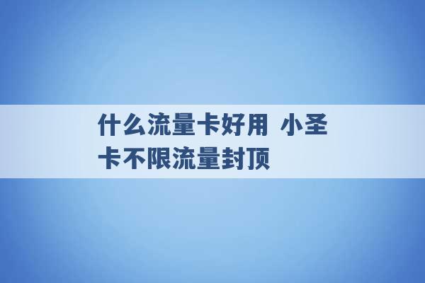 什么流量卡好用 小圣卡不限流量封顶 -第1张图片-电信联通移动号卡网