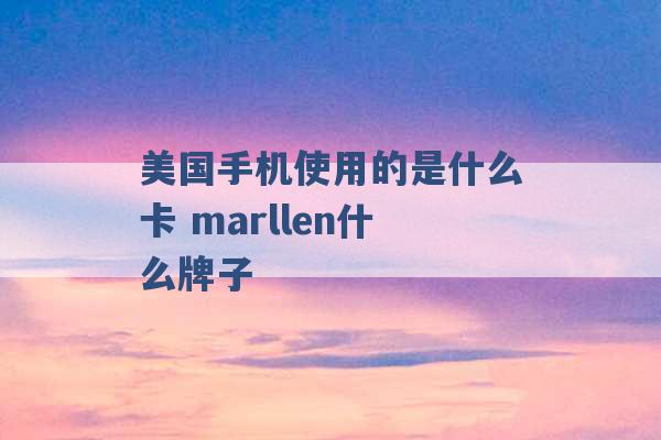 美国手机使用的是什么卡 marllen什么牌子 -第1张图片-电信联通移动号卡网