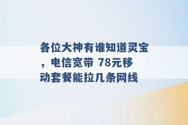 各位大神有谁知道灵宝，电信宽带 78元移动套餐能拉几条网线 -第1张图片-电信联通移动号卡网