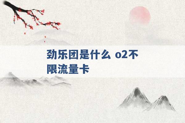 劲乐团是什么 o2不限流量卡 -第1张图片-电信联通移动号卡网