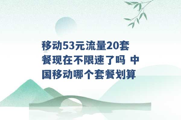 移动53元流量20套餐现在不限速了吗 中国移动哪个套餐划算 -第1张图片-电信联通移动号卡网