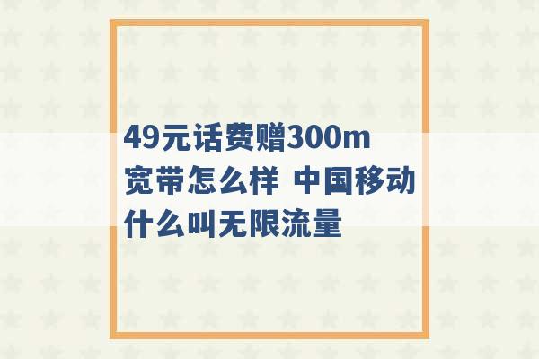 49元话费赠300m宽带怎么样 中国移动什么叫无限流量 -第1张图片-电信联通移动号卡网