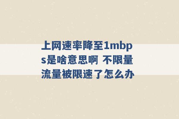 上网速率降至1mbps是啥意思啊 不限量流量被限速了怎么办 -第1张图片-电信联通移动号卡网