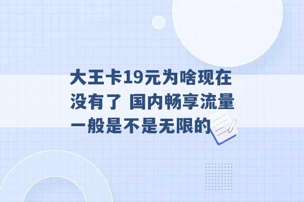 大王卡19元为啥现在没有了 国内畅享流量一般是不是无限的 -第1张图片-电信联通移动号卡网