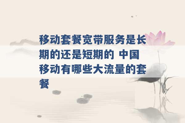 移动套餐宽带服务是长期的还是短期的 中国移动有哪些大流量的套餐 -第1张图片-电信联通移动号卡网