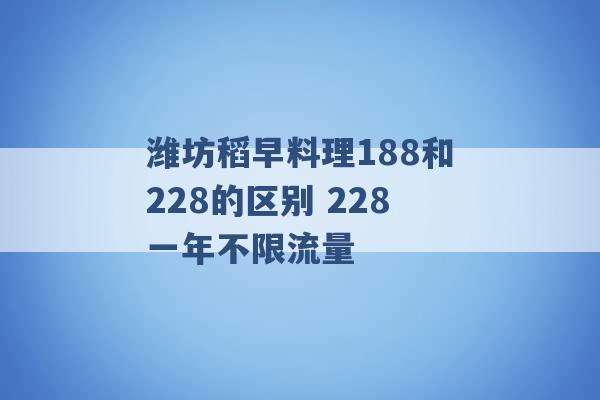 潍坊稻早料理188和228的区别 228一年不限流量 -第1张图片-电信联通移动号卡网