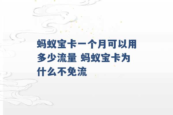 蚂蚁宝卡一个月可以用多少流量 蚂蚁宝卡为什么不免流 -第1张图片-电信联通移动号卡网