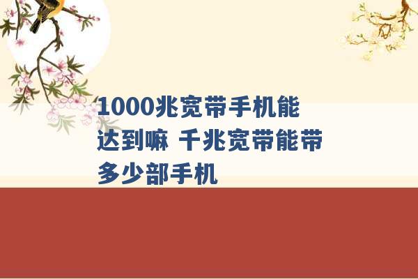 1000兆宽带手机能达到嘛 千兆宽带能带多少部手机 -第1张图片-电信联通移动号卡网