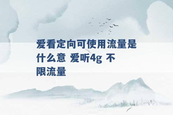 爱看定向可使用流量是什么意 爱听4g 不限流量 -第1张图片-电信联通移动号卡网