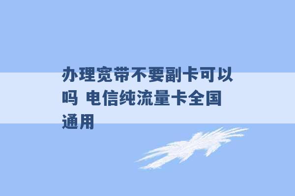 办理宽带不要副卡可以吗 电信纯流量卡全国通用 -第1张图片-电信联通移动号卡网