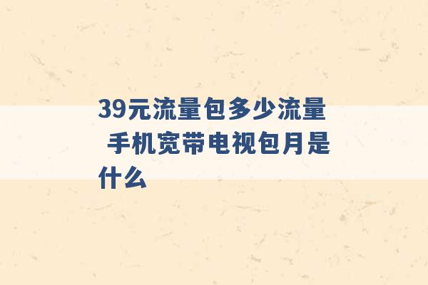 39元流量包多少流量 手机宽带电视包月是什么 -第1张图片-电信联通移动号卡网