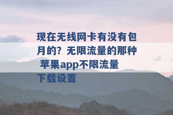 现在无线网卡有没有包月的？无限流量的那种 苹果app不限流量下载设置 -第1张图片-电信联通移动号卡网