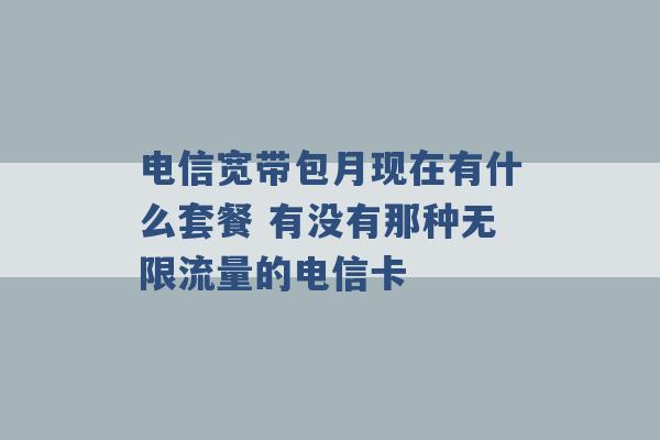 电信宽带包月现在有什么套餐 有没有那种无限流量的电信卡 -第1张图片-电信联通移动号卡网