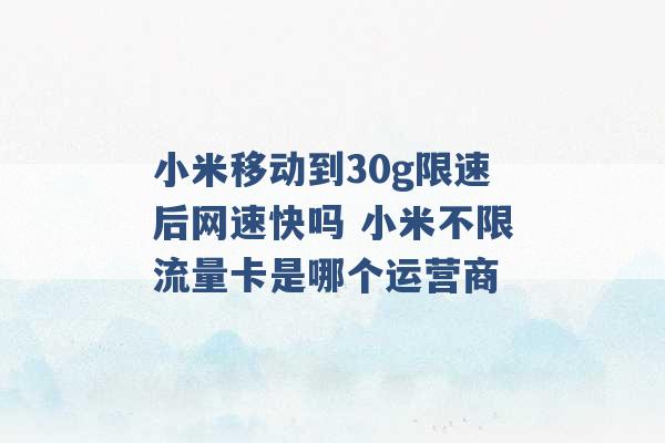 小米移动到30g限速后网速快吗 小米不限流量卡是哪个运营商 -第1张图片-电信联通移动号卡网