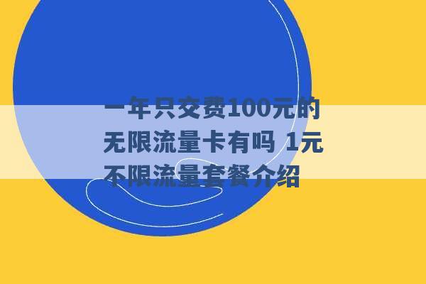 一年只交费100元的无限流量卡有吗 1元不限流量套餐介绍 -第1张图片-电信联通移动号卡网