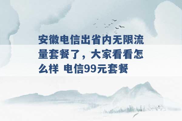 安徽电信出省内无限流量套餐了，大家看看怎么样 电信99元套餐 -第1张图片-电信联通移动号卡网