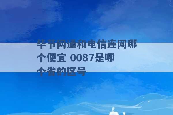 毕节网通和电信连网哪个便宜 0087是哪个省的区号 -第1张图片-电信联通移动号卡网