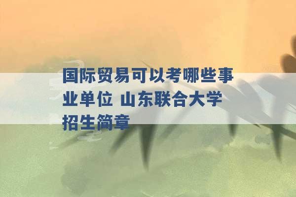 国际贸易可以考哪些事业单位 山东联合大学招生简章 -第1张图片-电信联通移动号卡网