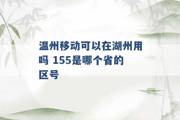 温州移动可以在湖州用吗 155是哪个省的区号 -第1张图片-电信联通移动号卡网