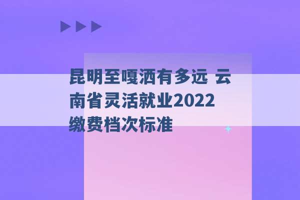 昆明至嘎洒有多远 云南省灵活就业2022缴费档次标准 -第1张图片-电信联通移动号卡网