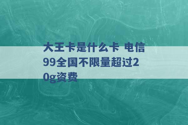 大王卡是什么卡 电信99全国不限量超过20g资费 -第1张图片-电信联通移动号卡网