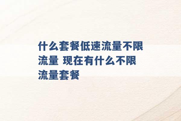 什么套餐低速流量不限流量 现在有什么不限流量套餐 -第1张图片-电信联通移动号卡网