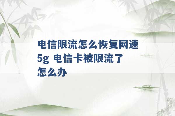 电信限流怎么恢复网速5g 电信卡被限流了怎么办 -第1张图片-电信联通移动号卡网