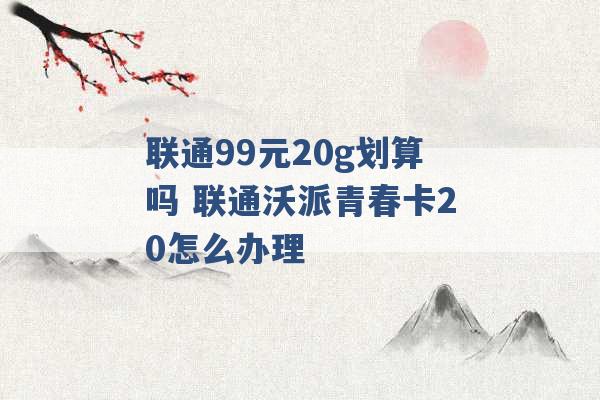 联通99元20g划算吗 联通沃派青春卡20怎么办理 -第1张图片-电信联通移动号卡网