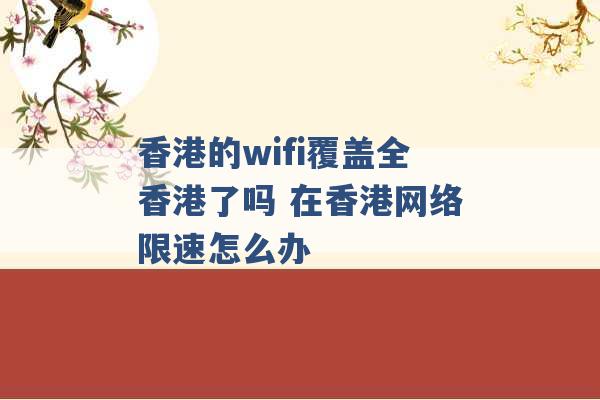 香港的wifi覆盖全香港了吗 在香港网络限速怎么办 -第1张图片-电信联通移动号卡网