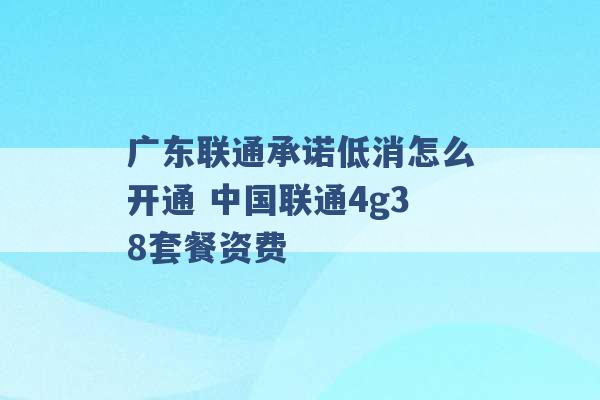 广东联通承诺低消怎么开通 中国联通4g38套餐资费 -第1张图片-电信联通移动号卡网