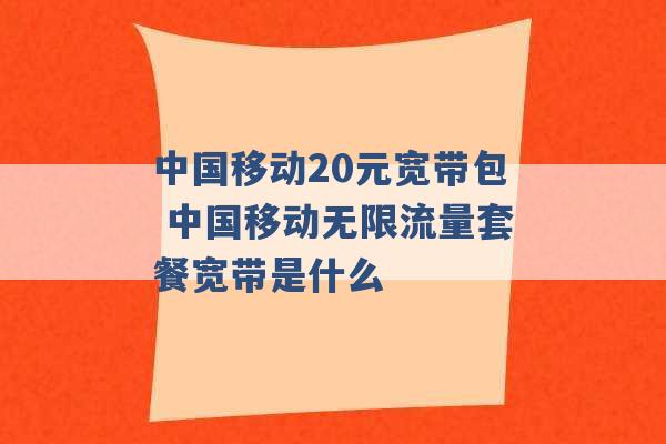 中国移动20元宽带包 中国移动无限流量套餐宽带是什么 -第1张图片-电信联通移动号卡网