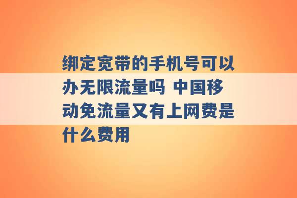 绑定宽带的手机号可以办无限流量吗 中国移动免流量又有上网费是什么费用 -第1张图片-电信联通移动号卡网