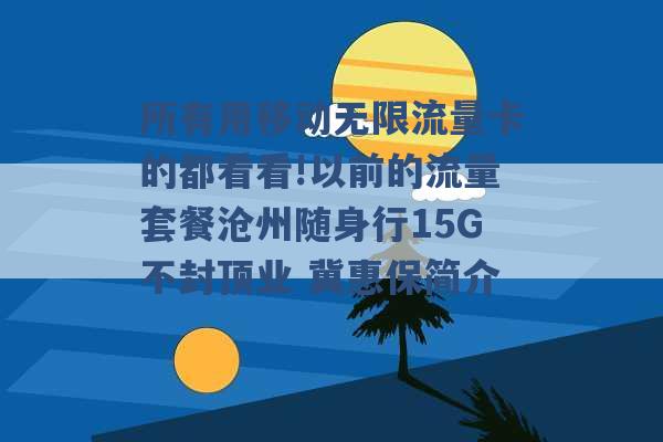 所有用移动无限流量卡的都看看!以前的流量套餐沧州随身行15G不封顶业 冀惠保简介 -第1张图片-电信联通移动号卡网