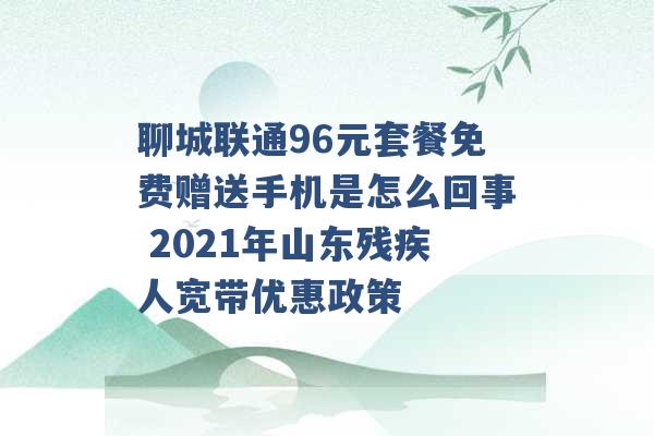 聊城联通96元套餐免费赠送手机是怎么回事 2021年山东残疾人宽带优惠政策 -第1张图片-电信联通移动号卡网