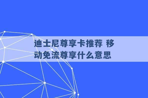 迪士尼尊享卡推荐 移动免流尊享什么意思 -第1张图片-电信联通移动号卡网